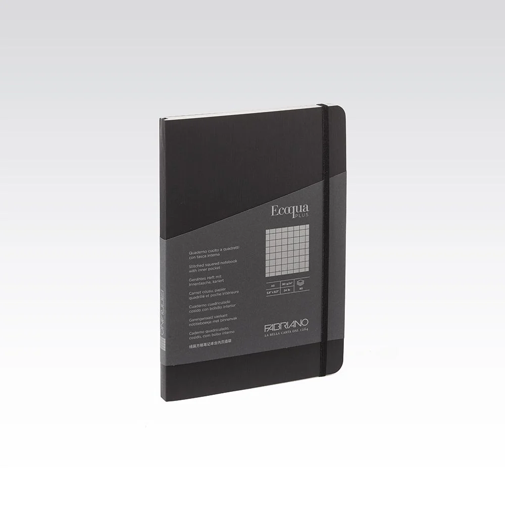 Fabriano Ecoqua Plus Stitch 90gsm Graph 5mm Black Notebooks - Nail Gallerys