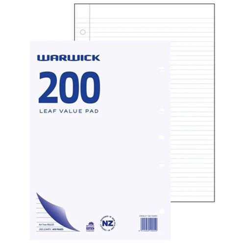 Warwick Refill Pad A4 Value 200 Leaf  Ruled 7mm - Nail Gallerys