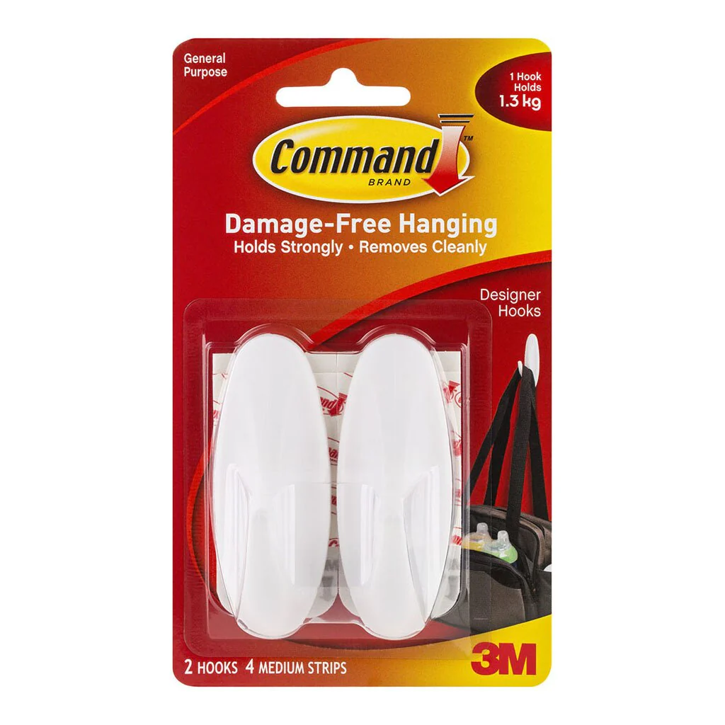 Command Hook 17081 Medium White Designer Pack Of 2 - Nail Gallerys