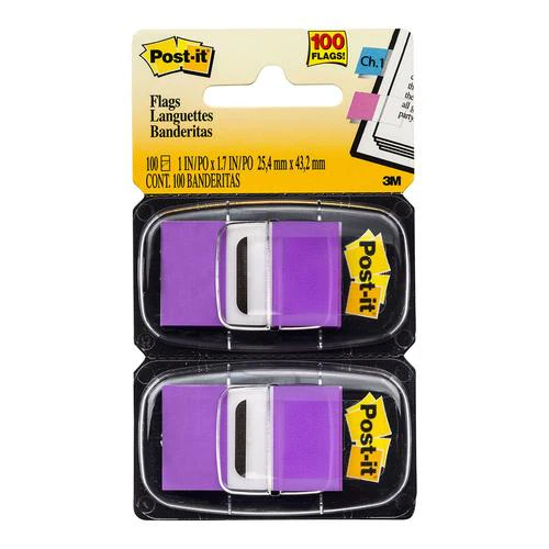 Post-it Flags 680-pu2 Twin Pack Purple Size 25x43mm 50 Pack And 2 Dispensers - Nail Gallerys