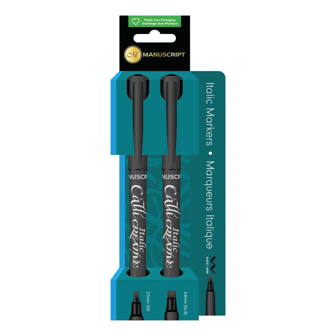Manuscript Callicreative Italic Black Markers Set Of 2 - Nail Gallerys