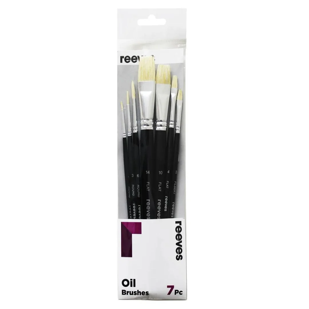 Reeves Oil Hog Short Handle Brushes Pack Of 7 - Nail Gallerys