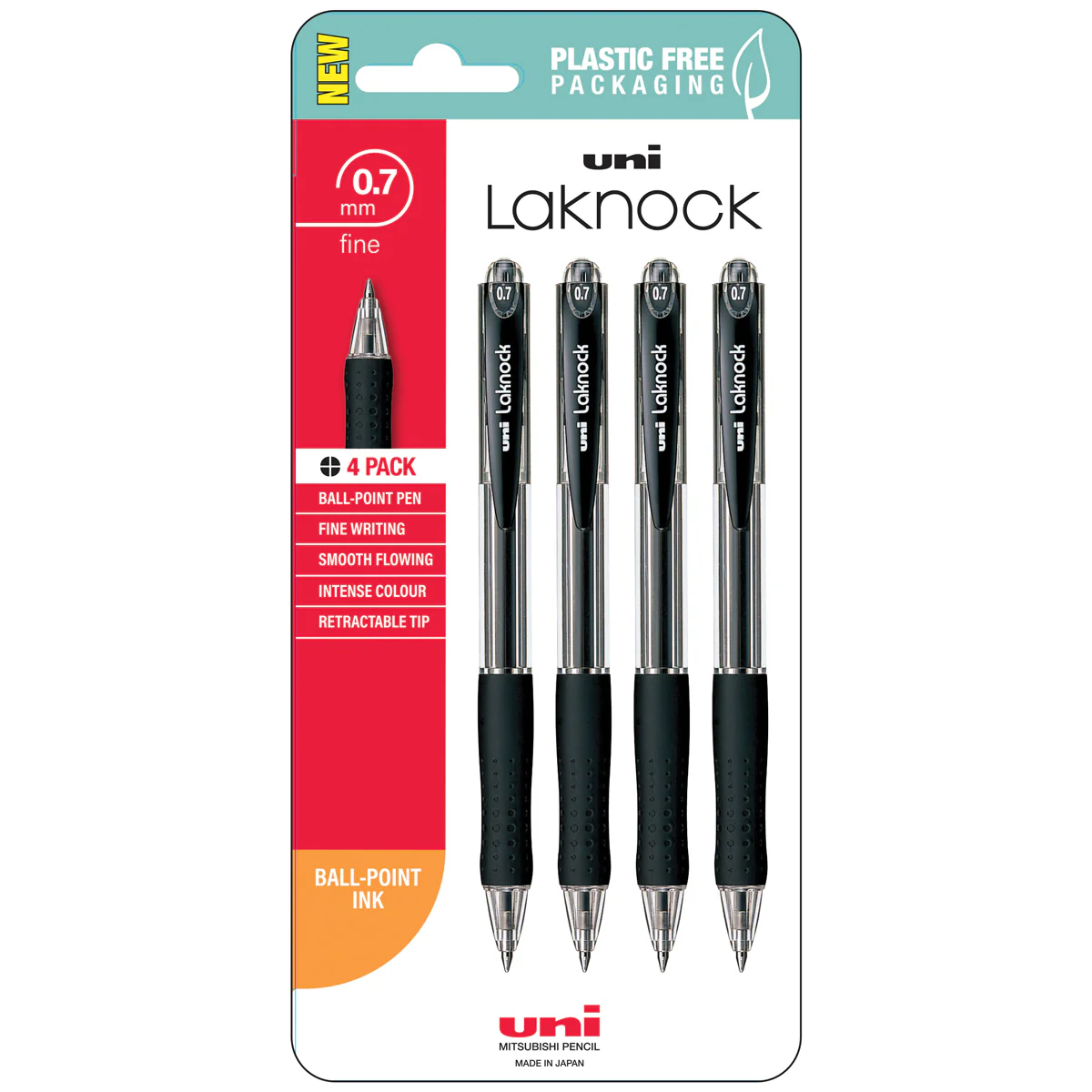 Uni Laknock 0.7mm Fine Retractable Pens Set of 4 - Nail Gallerys