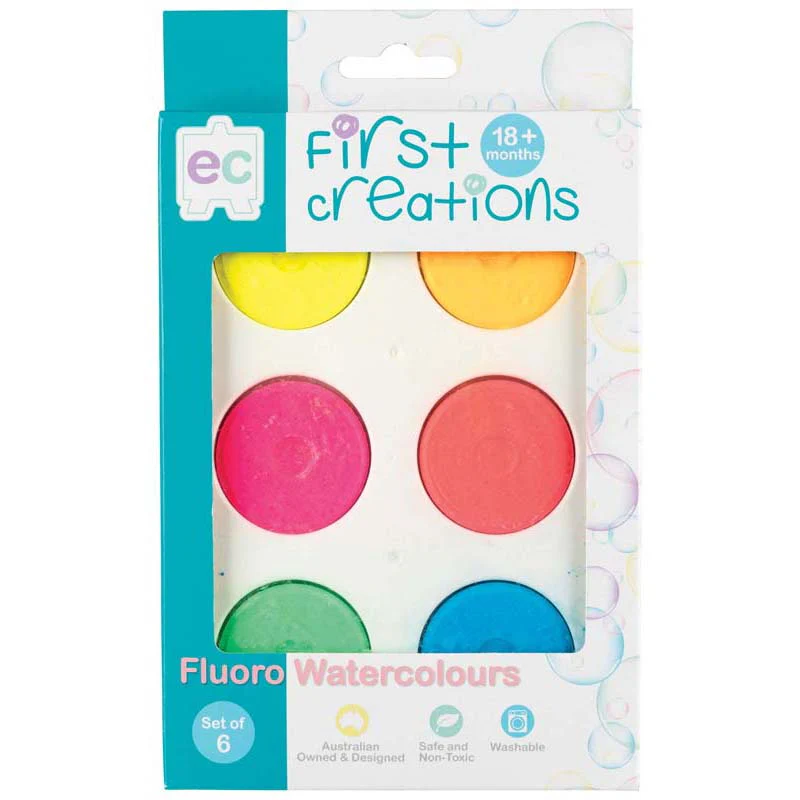 EC First Creations Watercolour Fluoro Paints Pallete Set Of 6 Colours - Nail Gallerys
