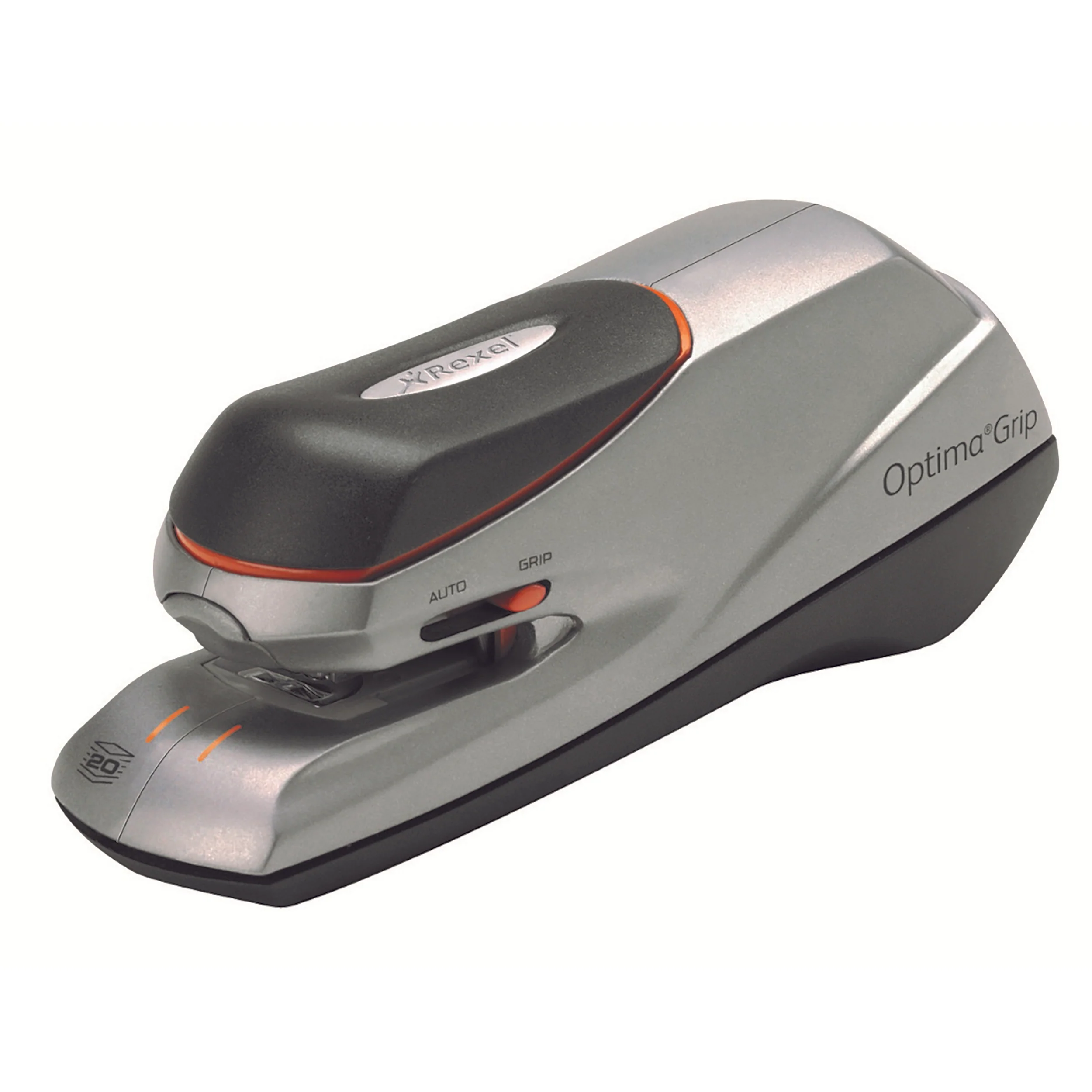 Rexel  Stapler Electric Optima Grip Silver/Black - Nail Gallerys