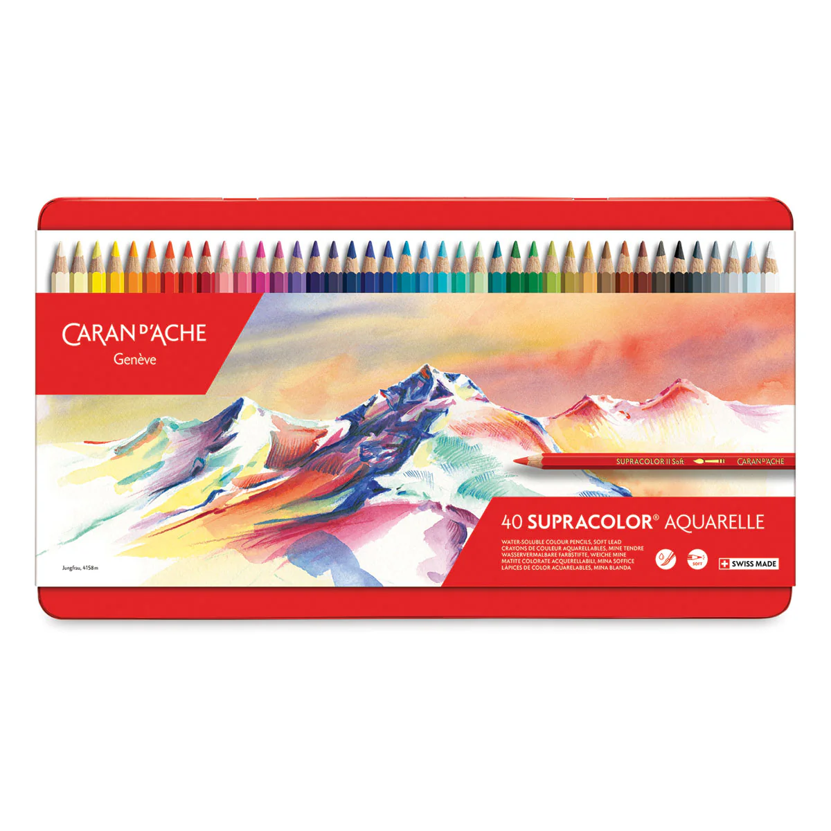 Caran D'ache Supracolour Soft Aquarelle Colour Pencil Set of 40 - Nail Gallerys