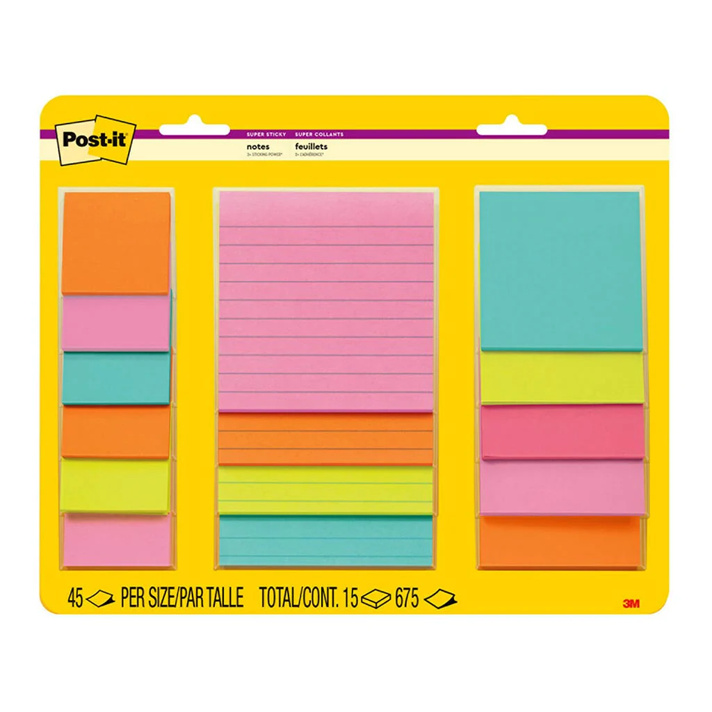 Post-it Supernova (Miami) Combo Super Sticky Notes Pack of 15 - Nail Gallerys