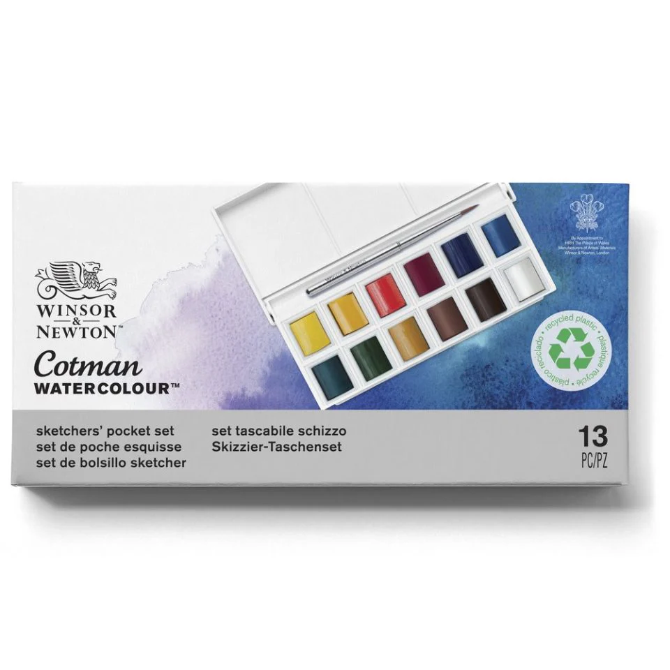 Winsor & Newton Cotman Watercolour Sketchers Pocket Box Of 12 Half Pan - Nail Gallerys