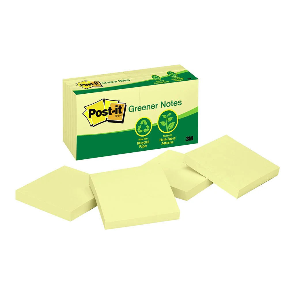 Post-it Recycled Notes 654-rp 76mm X 76mm 100 Sheet Pads Pack Of 12 - Nail Gallerys