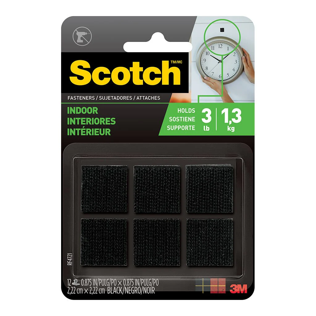 Scotch Fastener Rf4721 Indoor Size 22mm X 22mm Black Pack 6 - Nail Gallerys