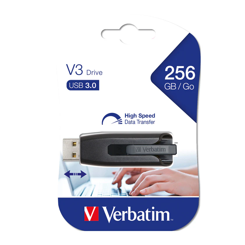 Verbatim USB 3.0 Hard Drive Store And Go 256GB Grey - Nail Gallerys