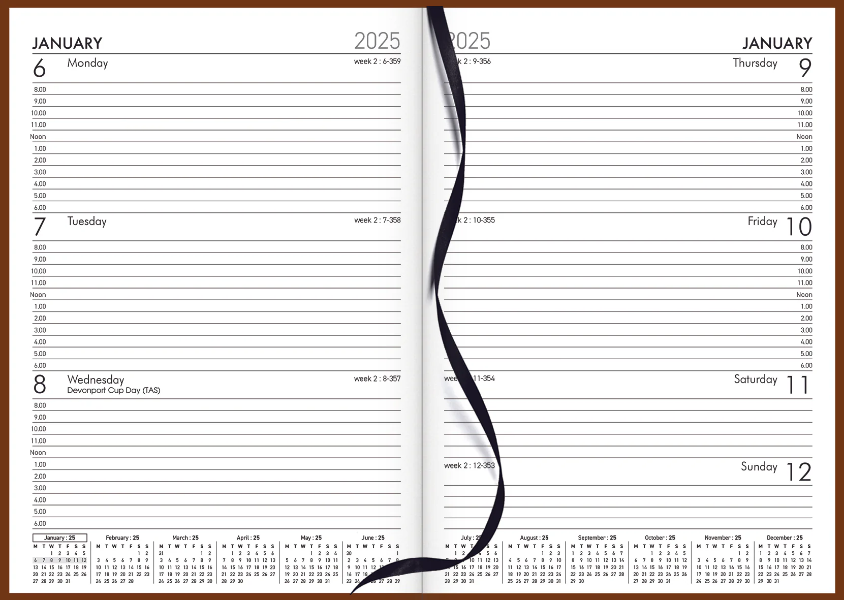 Collins Rhapsody A53 Week To View Diaries - Nail Gallerys