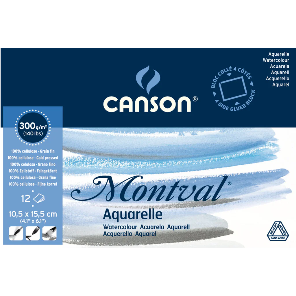 Canson Montval Cold Pressed 300gsm 12 Sheet Blocks - Nail Gallerys