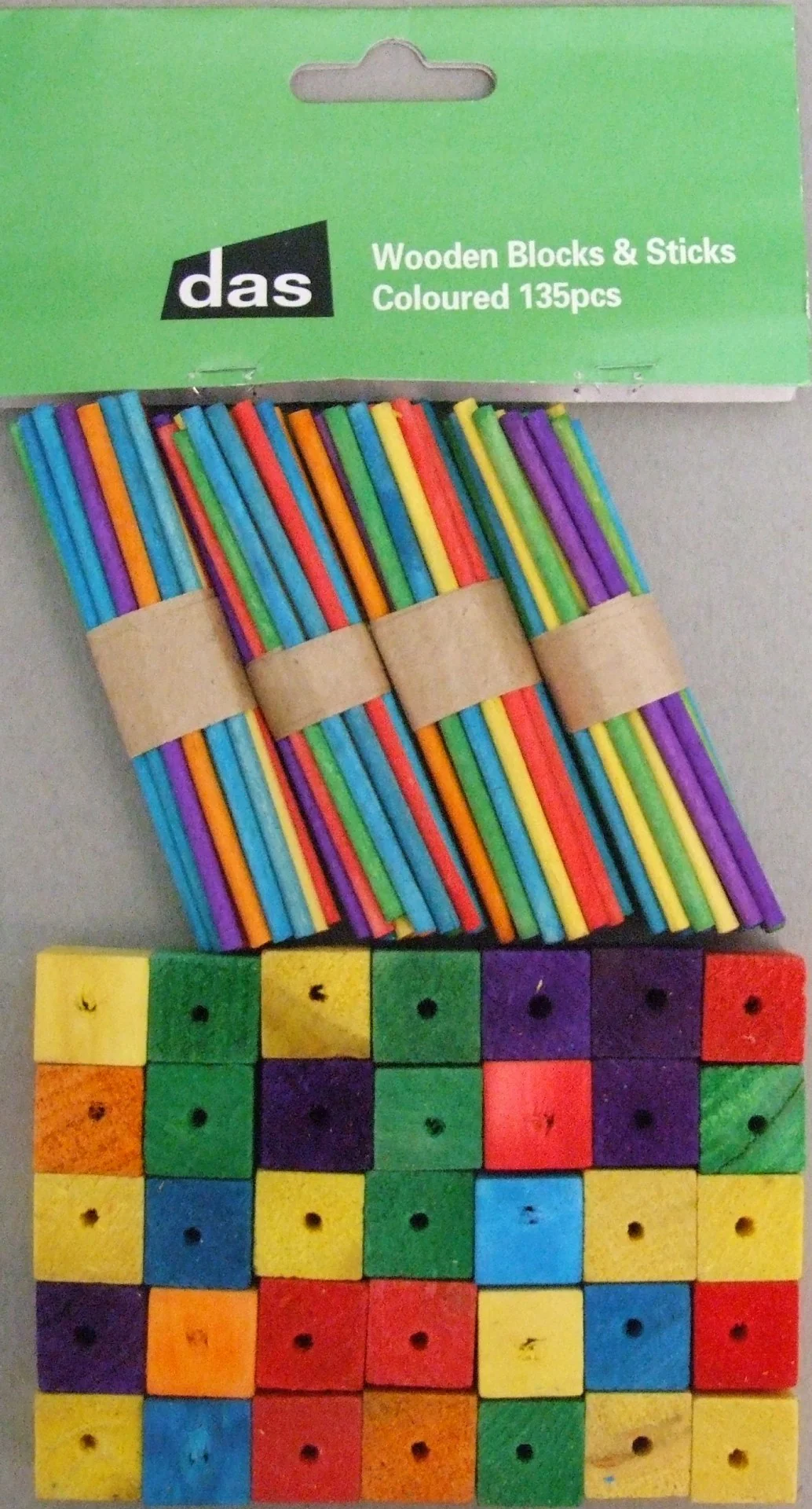 Das Wooden Blocks & Sticks Coloured Pack Of 135 - Nail Gallerys