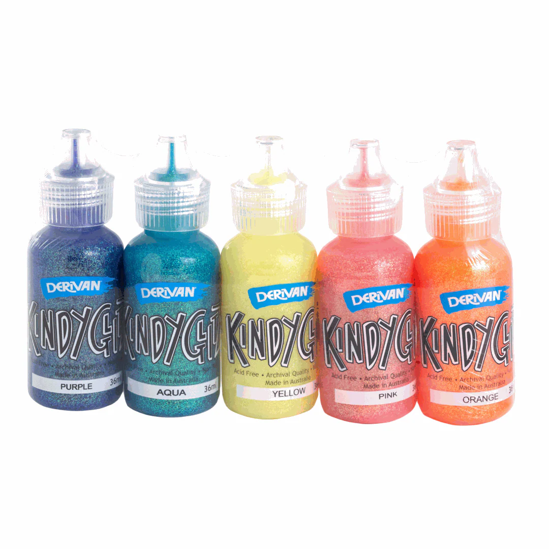 Derivan Kindy Glitz Glitter Glue Assorted Sets of 5x36ml - Nail Gallerys