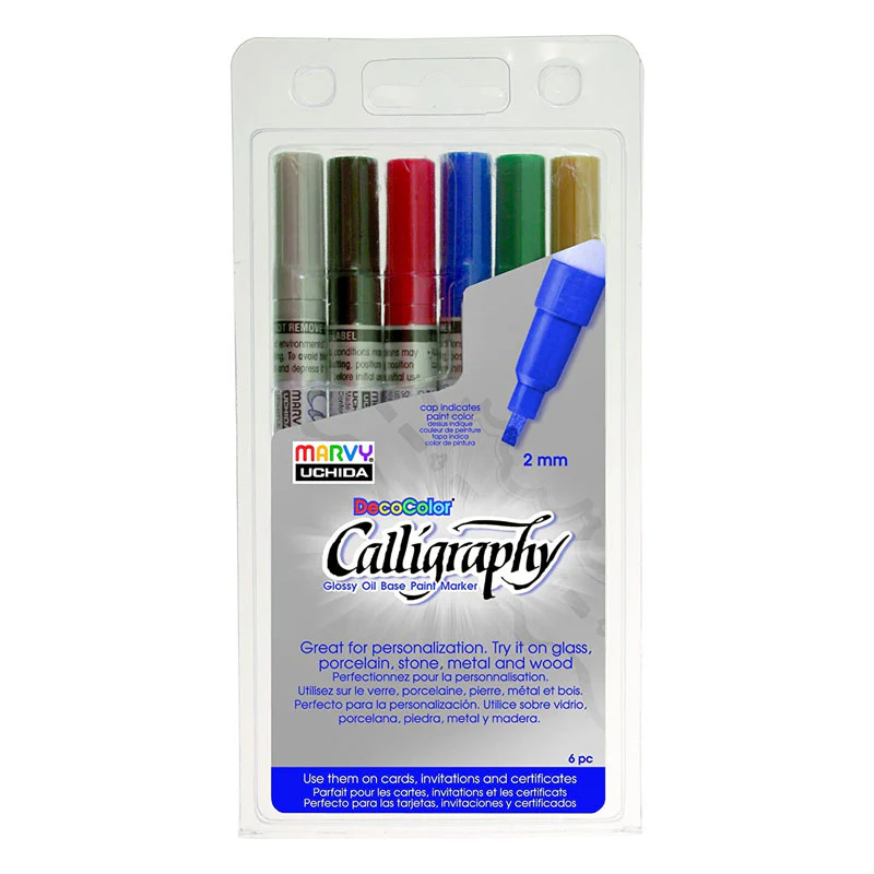 Marvy Calligraphy Paint Markers Set Of 6 - Nail Gallerys