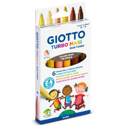 Giotto Turbo Maxi Skin Tone Felt Pens Pack of 6 - Nail Gallerys