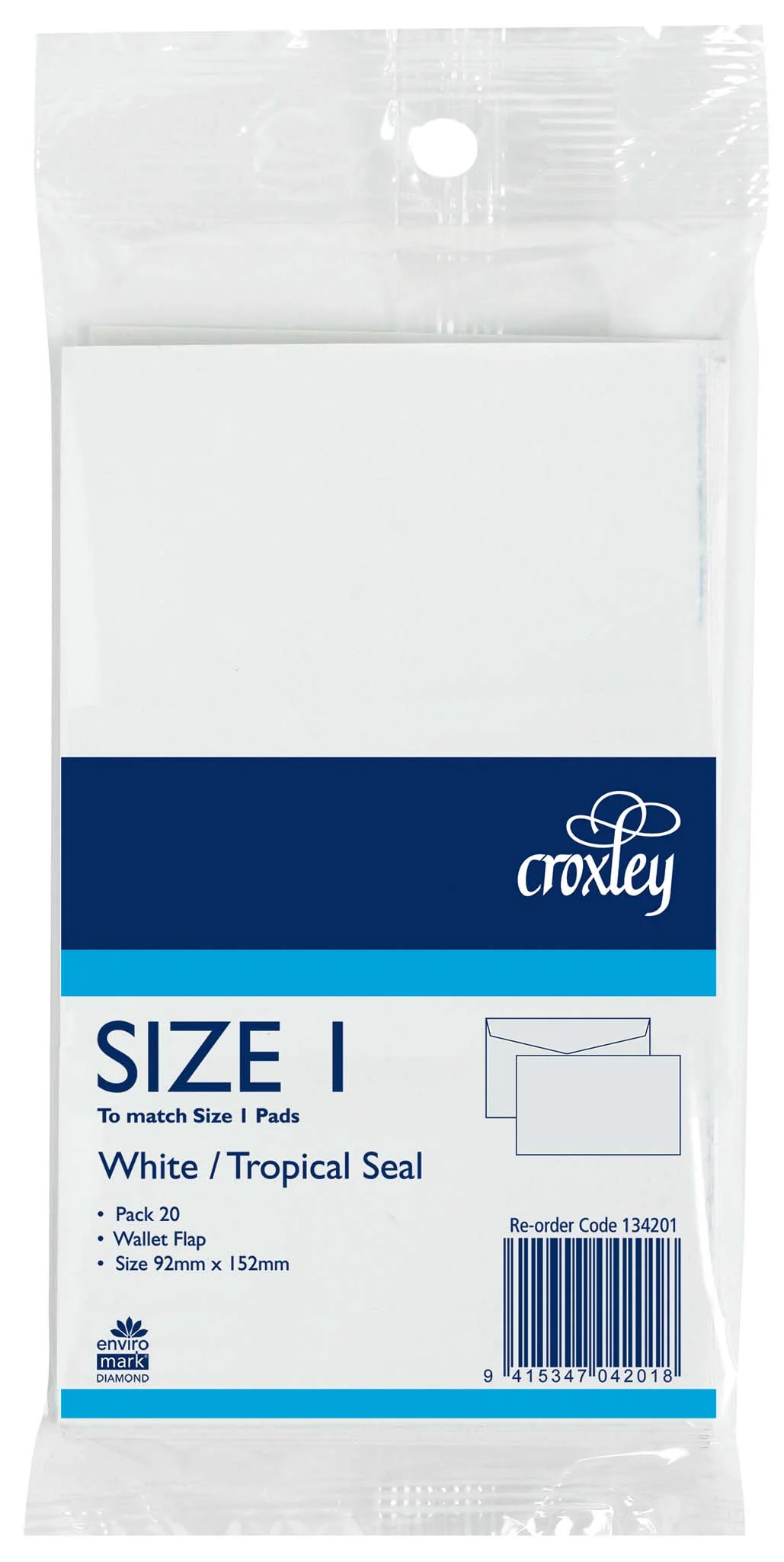 Croxley Envelope Size 1 Tropical Seal 92x152mm 20 Pack - Nail Gallerys
