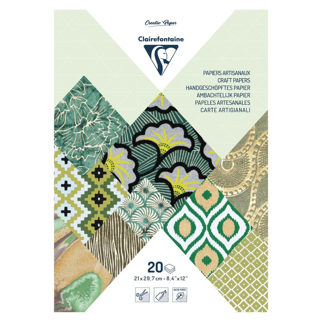 Clairefontaine Greens A4 20 Sheet 120gsm Artisian Paper Pad - Nail Gallerys