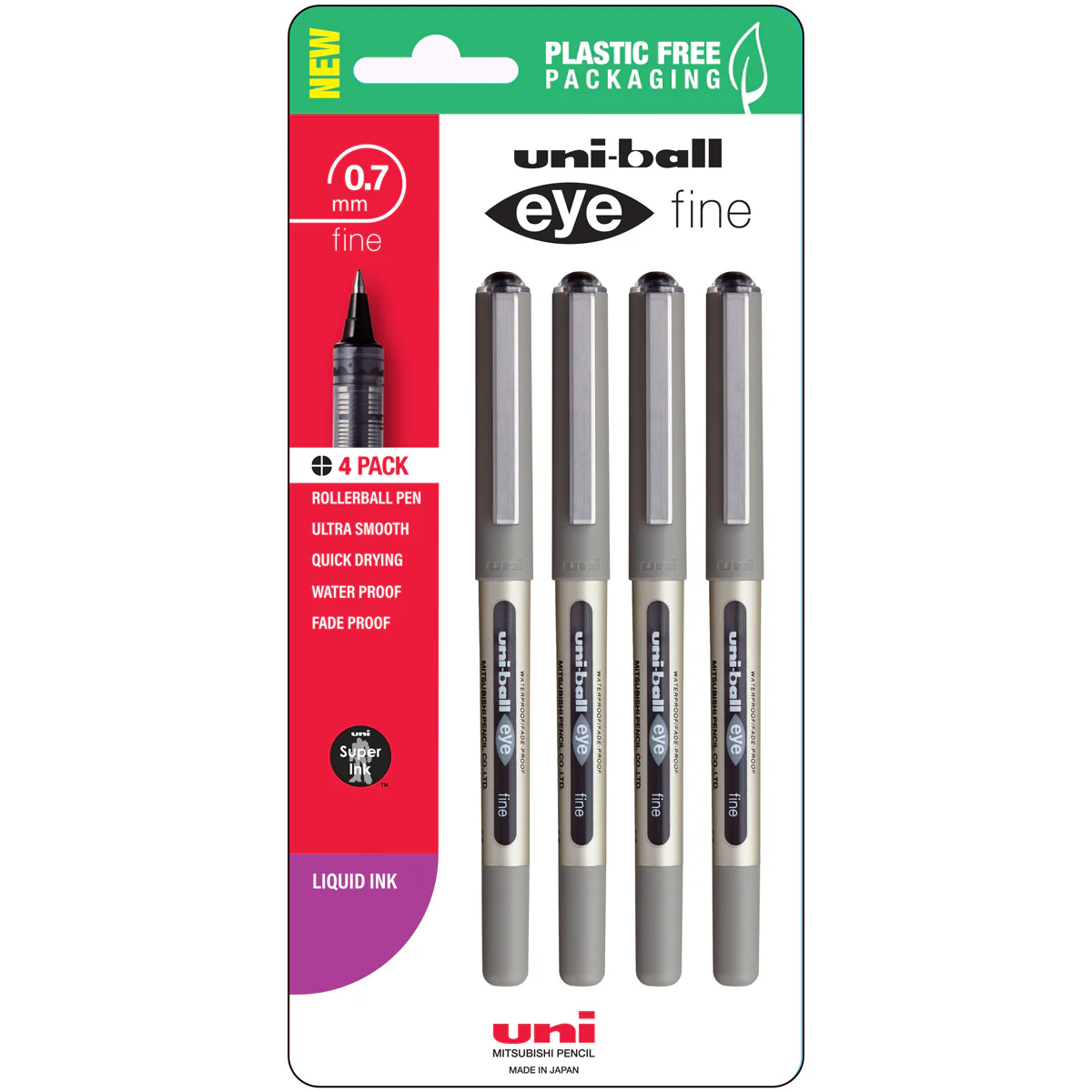 Uni Eye 0.7mm Fine Capped Pens Set of 4 - Nail Gallerys