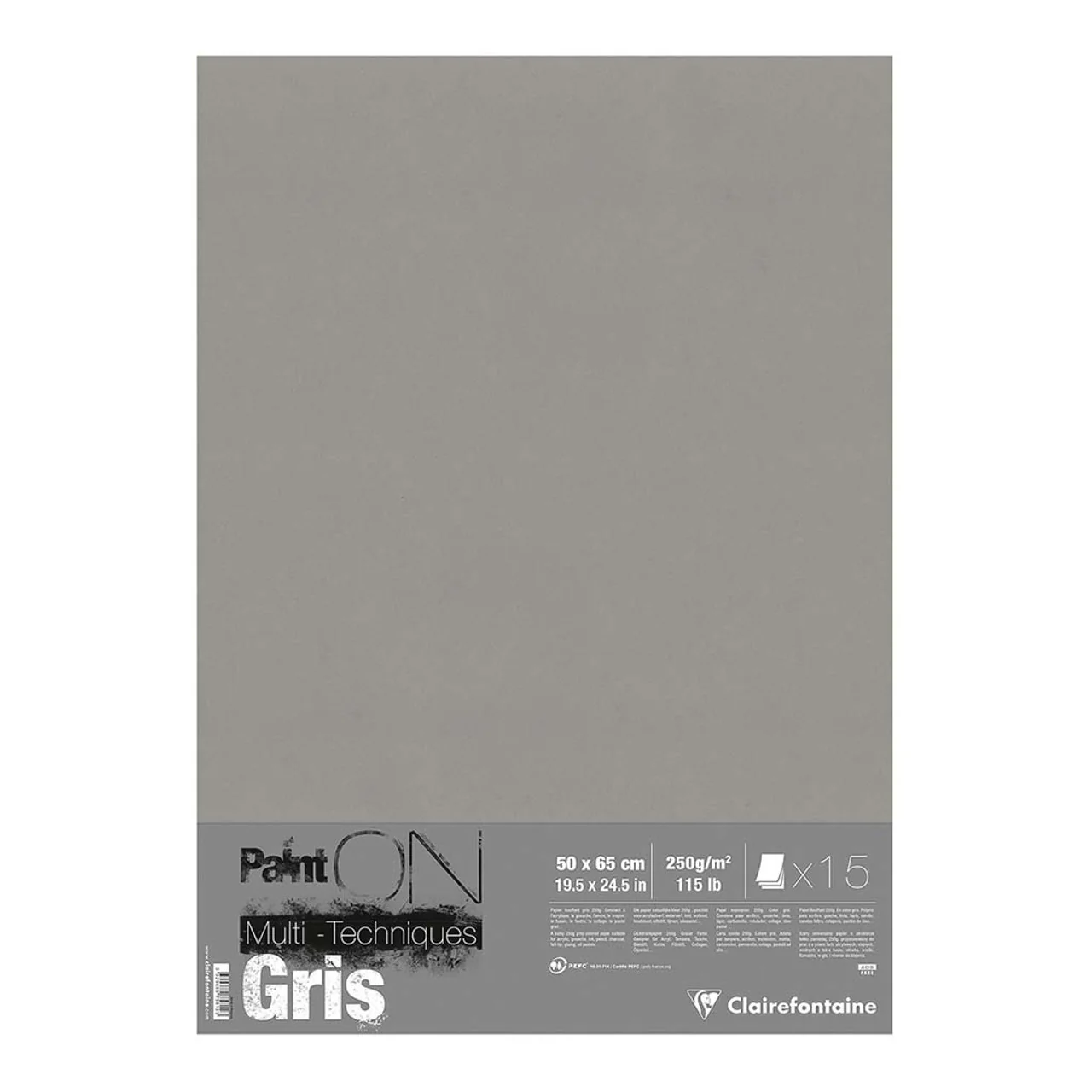 Clairefontaine Painton Paper Grey 50x65cm Pack Of 15 - Nail Gallerys