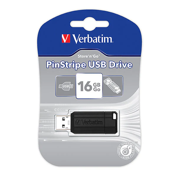 Verbatim Store And Go Usb Drive Pinstripe Black 16gb - Nail Gallerys