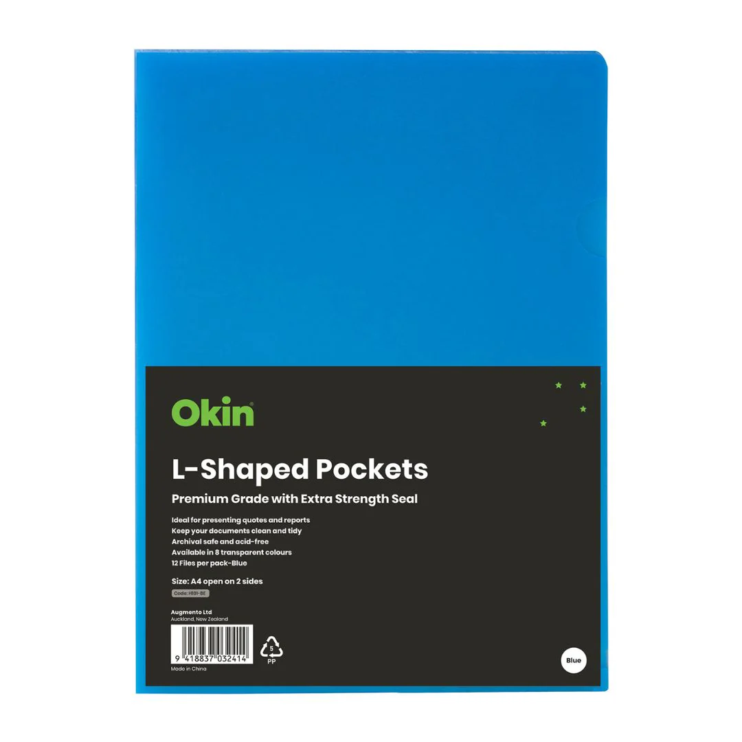 Okin L Shaped Pockets A4 - Pack Of 12 - Nail Gallerys
