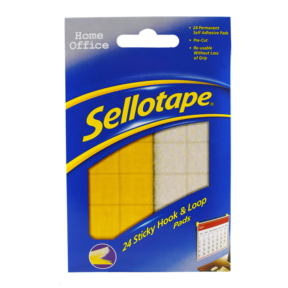 Sellotape Sticky Hook & Loop Pads Permanent 20mm Pack Of 24 - Nail Gallerys