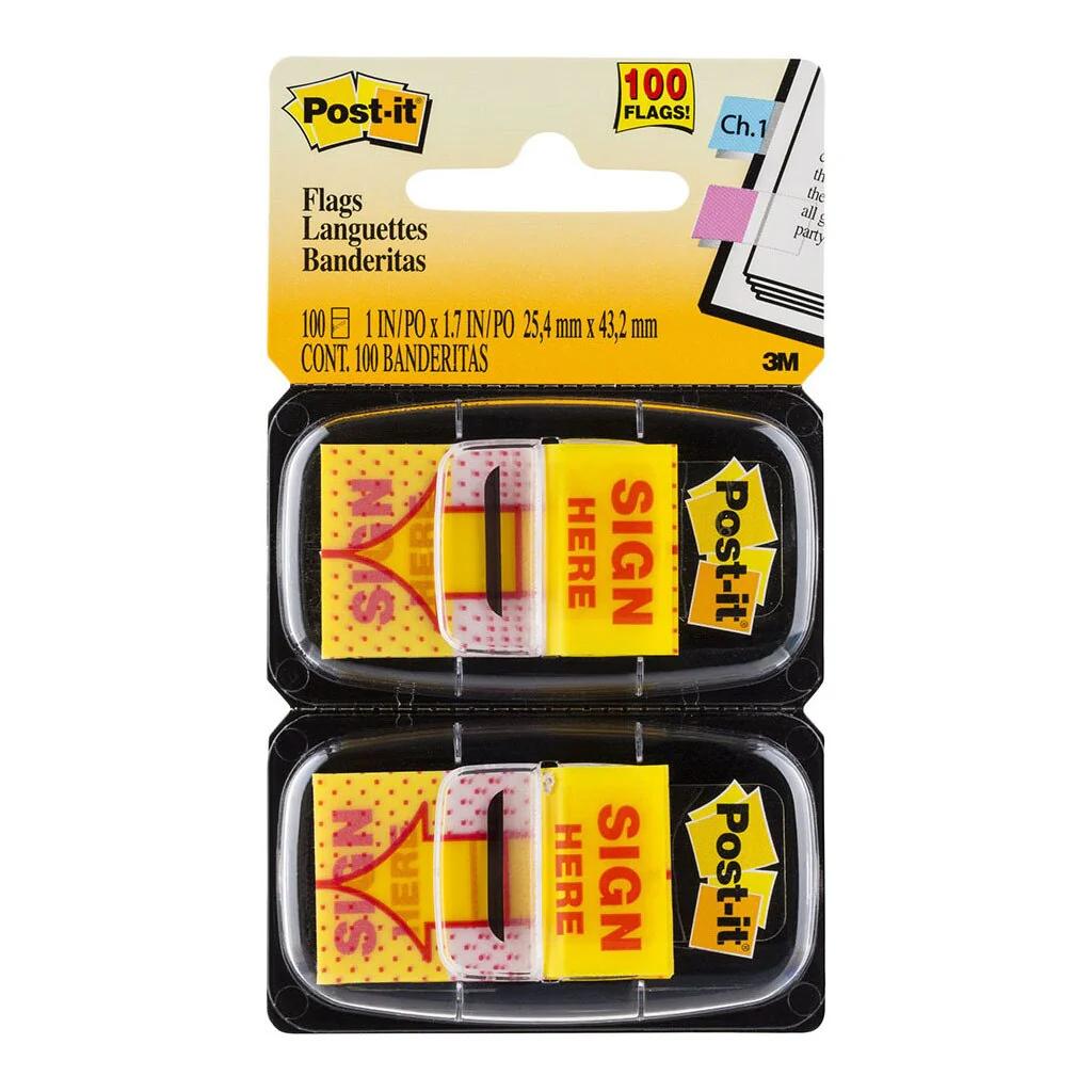 Post-it Flags 680-SH2 Sign Here 25x43mm Pack of 2 - Nail Gallerys