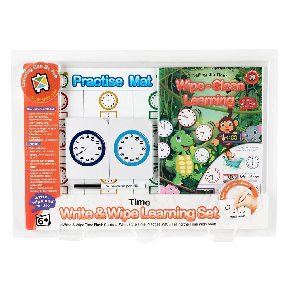 Learning Can Be Fun Write & Wipe Time Learning Set - Nail Gallerys