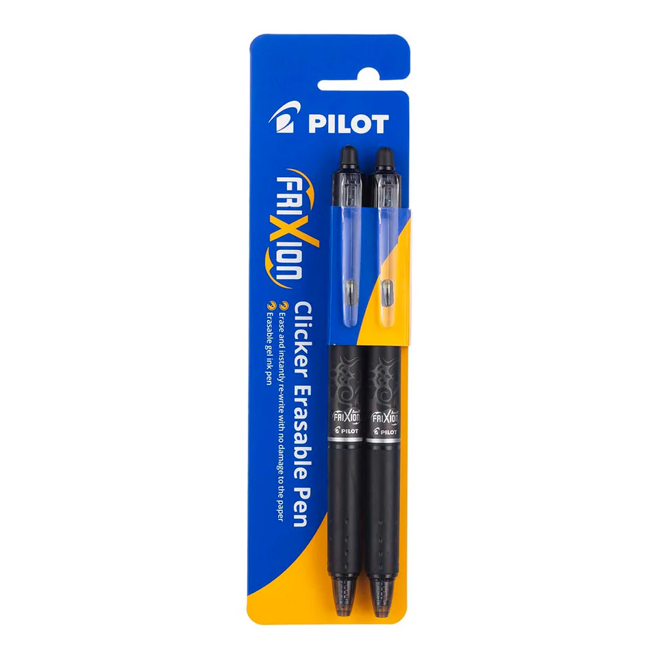Pilot Frixion Clicker Erasable Fine Pens Black Pack Of 2 - Nail Gallerys
