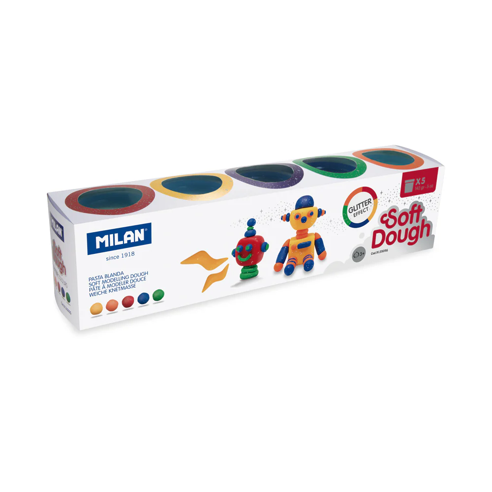 Milan Glitter Colours Assorted Soft Dough Set Of 5 - Nail Gallerys