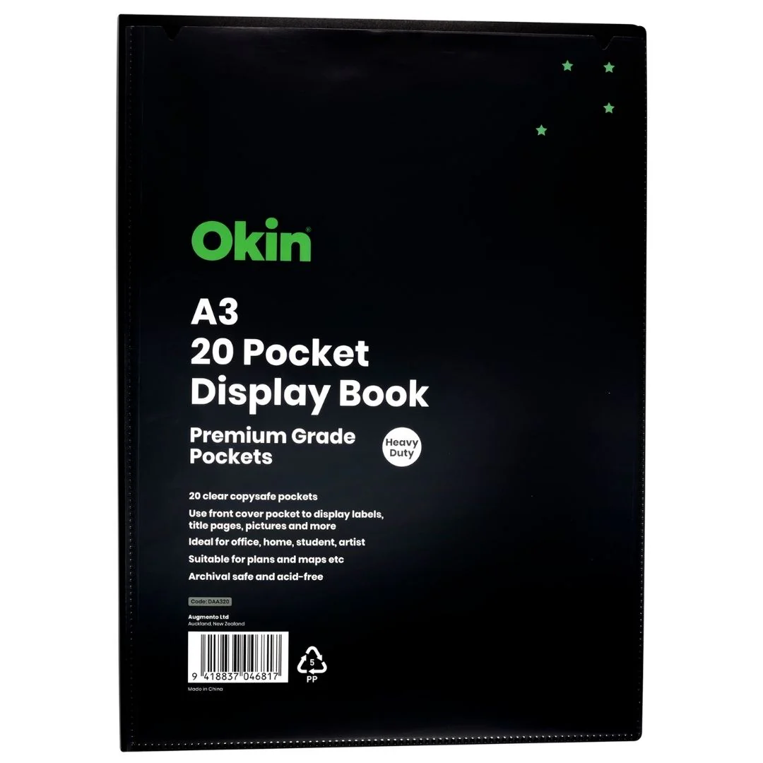 Okin Insert Display Book 20 Pocket Black - Nail Gallerys