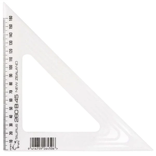 Taurus Set Square 26cm Straight Edged 45 Degrees - Nail Gallerys