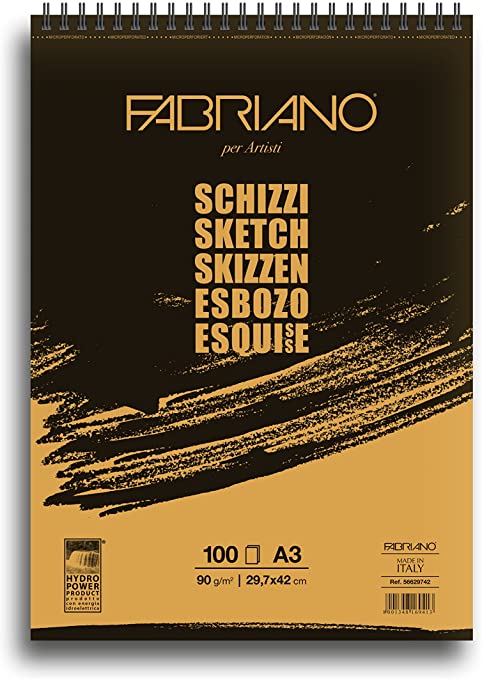 Fabriano Schizzi Spiral (short Side) 90gsm A3 100 Sheet Pad - Nail Gallerys