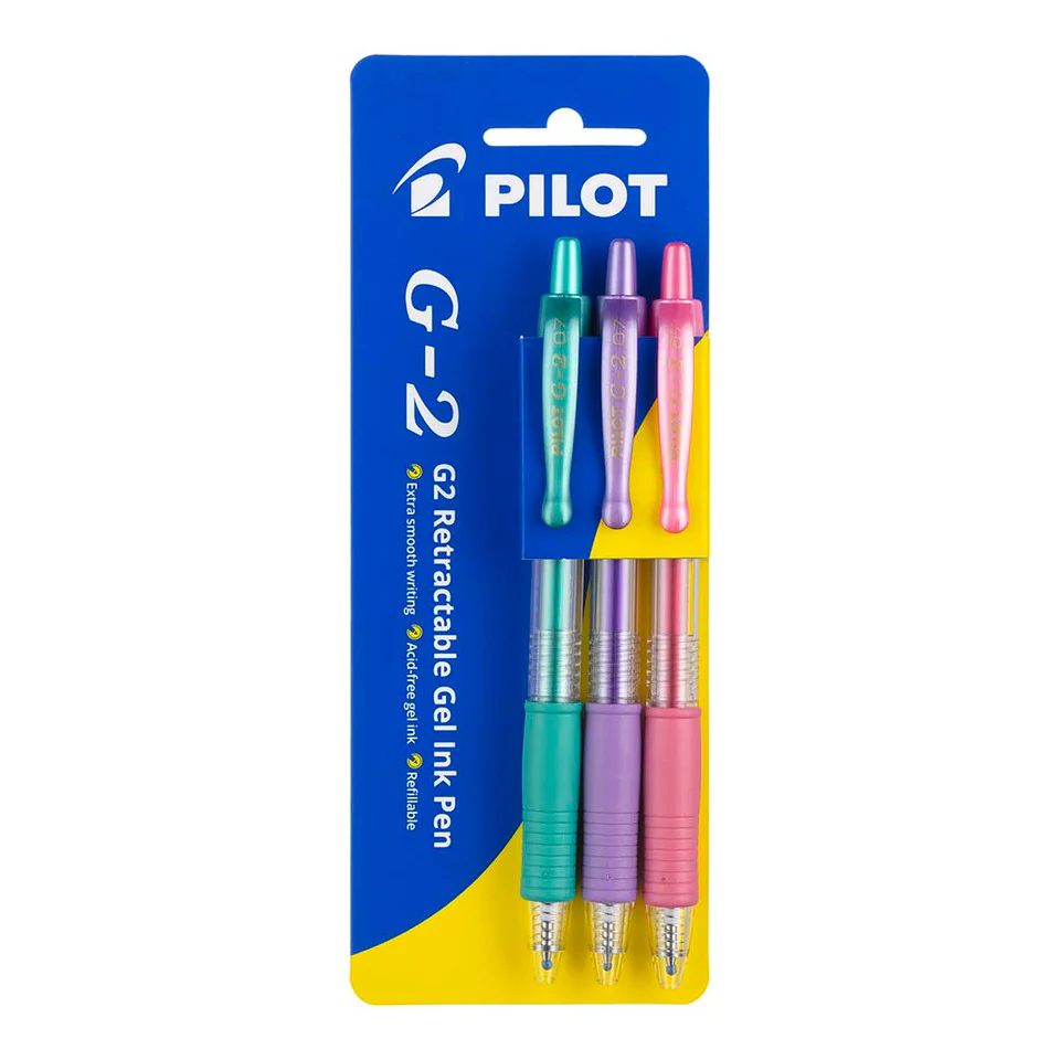 Pilot G2 Gel Fine Pens Metallic Gvp Pack Of 3 - Nail Gallerys