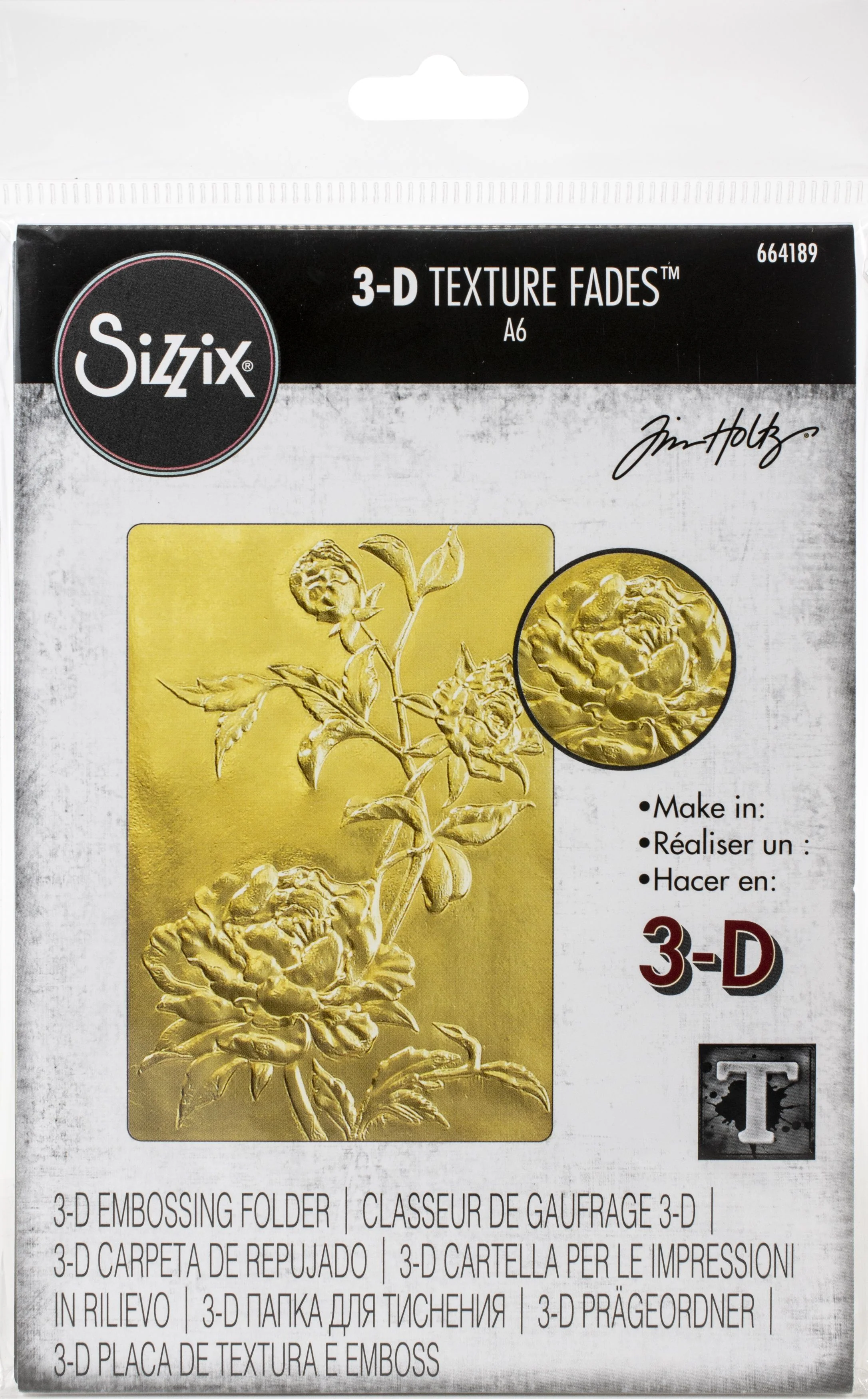 Sizzix by Tim Holtz 3D Texture Fades Roses Embossing Folder - Nail Gallerys
