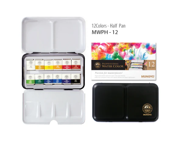 Mungyo Watercolour 12 Half Pan Set - Nail Gallerys