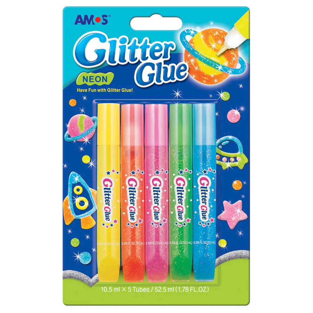 Amos Glitter Glue Neon Set Of 5 - Nail Gallerys