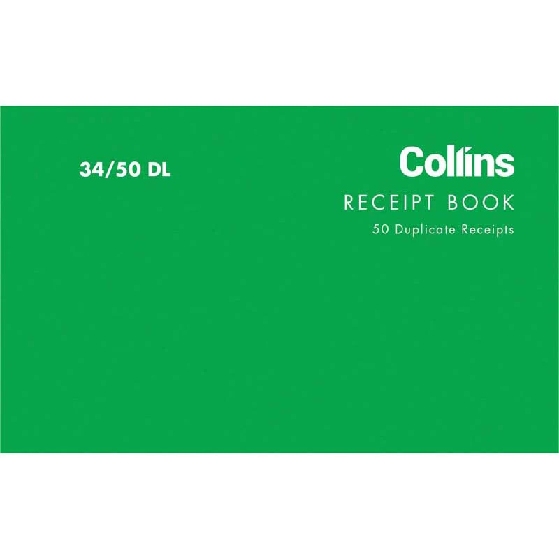 Collins Cash Receipt 34/50dl Duplicate Carbon Required - Nail Gallerys