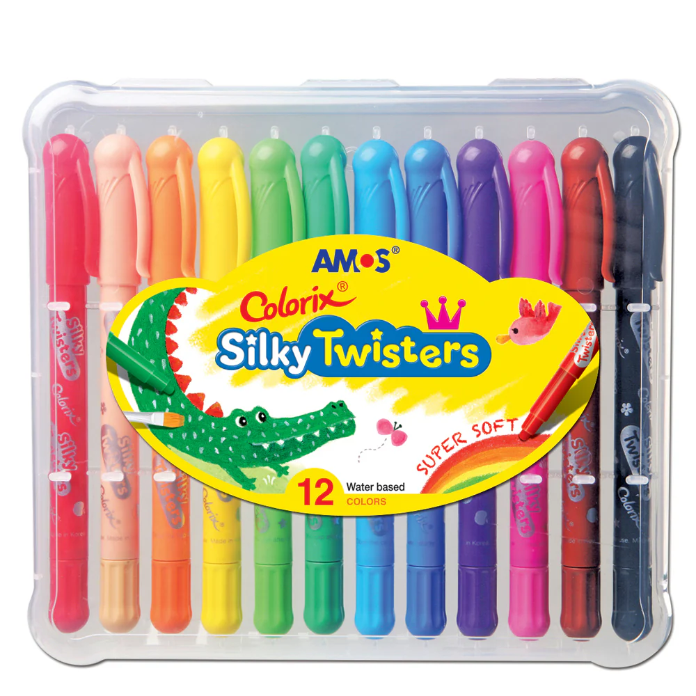 Amos Colorix Silky Twisters Classic Colour Crayons Set Of 12 - Nail Gallerys