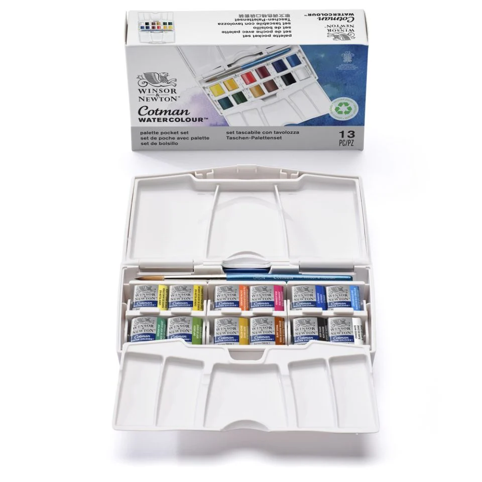 Winsor & Newton Cotman Watercolour Half Pan Paints Pocket Set of 15 Pieces - Nail Gallerys