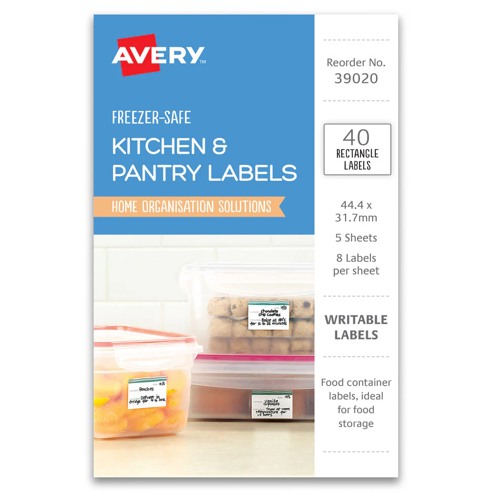 Avery Kitchen & Pantry Freezer Safe Labels Fruit 44x31mm 8up 5 Sheets - Nail Gallerys