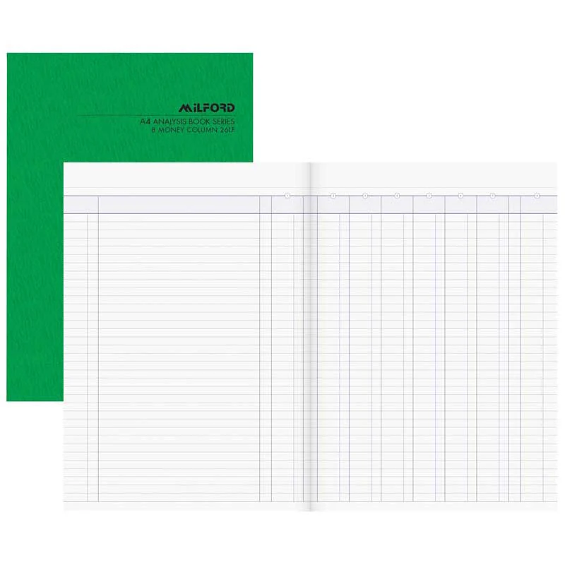 Milford A4 8 Money Column 26 Leaf Limp Analysis Book - Nail Gallerys