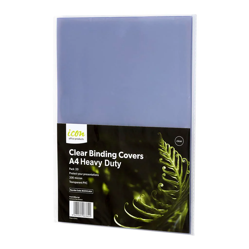 Icon A4 Clear 200mic Binding Covers Pack of 20 - Nail Gallerys