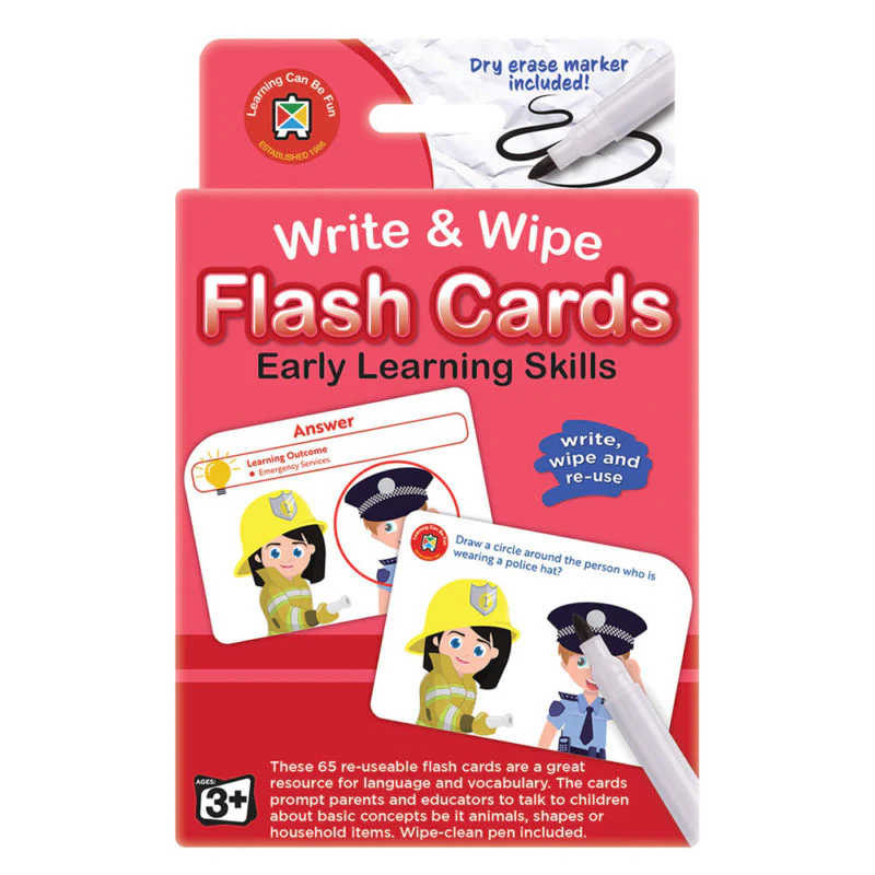 Learning Can Be Fun Write & Wipe Early Learning Skills Flashcards With Marker - Nail Gallerys