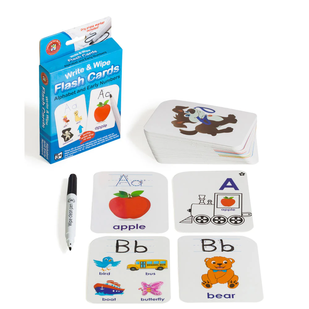 Learning Can Be Fun Write & Wipe Alphabet Flashcards With Marker - Nail Gallerys