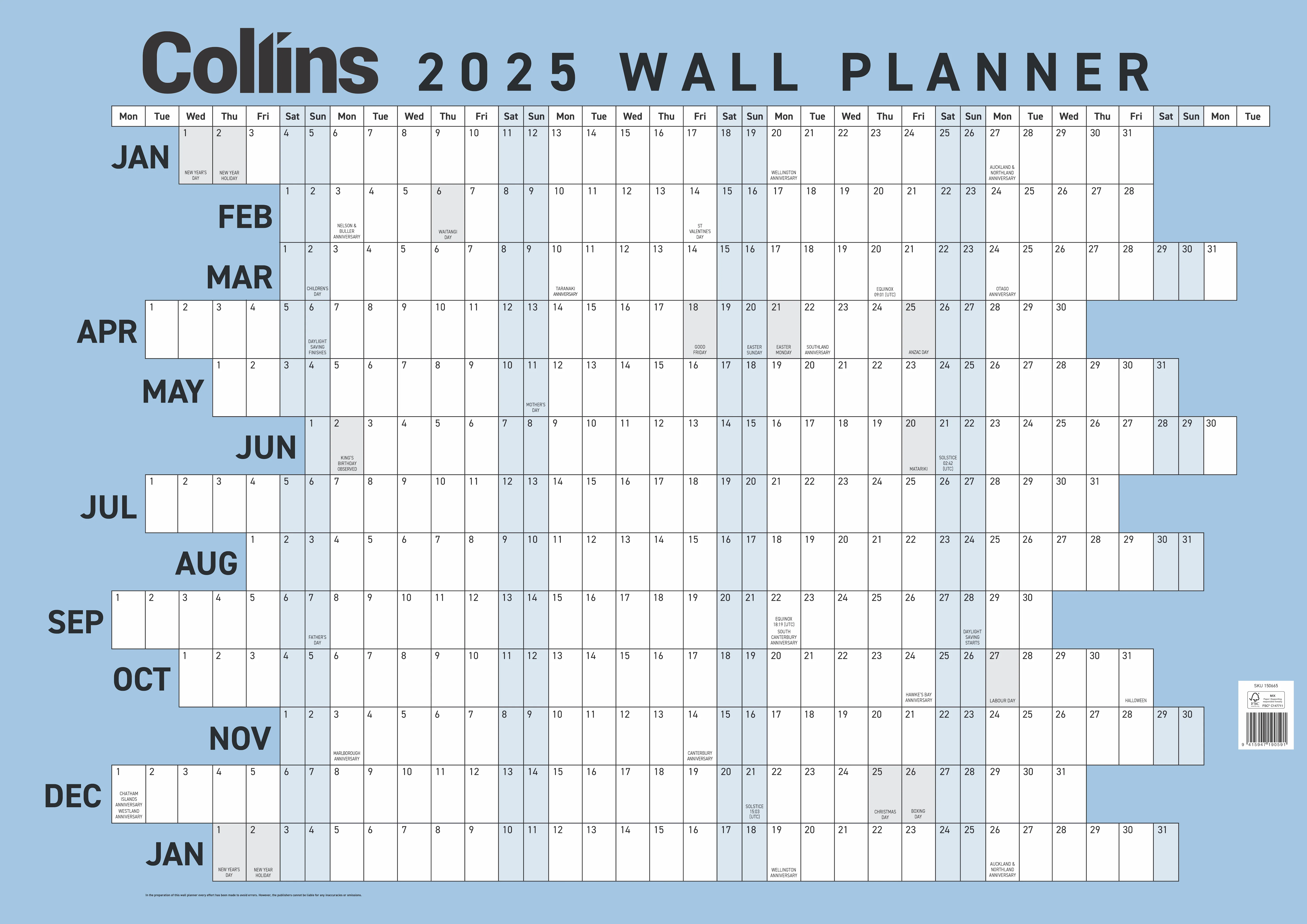 Collins Large 700x990mm Unlaminated Wallplanner - Nail Gallerys