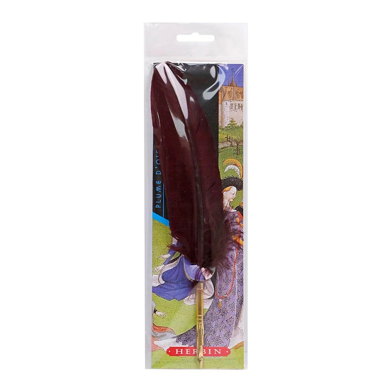 Jacques Herbin Goose Quill With Steel Nib Burgundy Blister Pack - Nail Gallerys