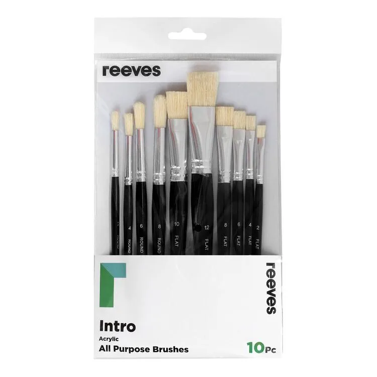 Reeves Intro Hog Brushes Set Of 10 - Nail Gallerys